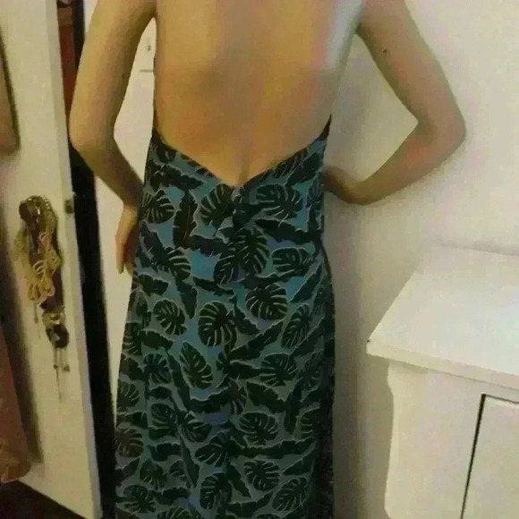 Atmosphere high neck  beach sleeveless backless blue printed midi dress 16 - Picture 2 of 4